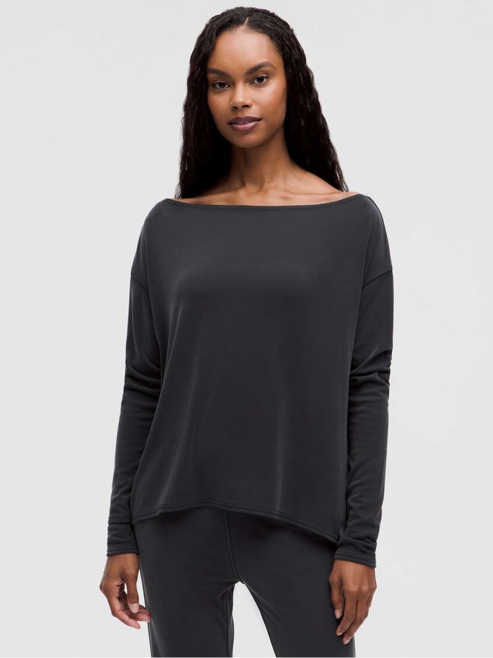 lululemon athletica drapey softstreme off-the-shoulder Long Sleeve Top in Black